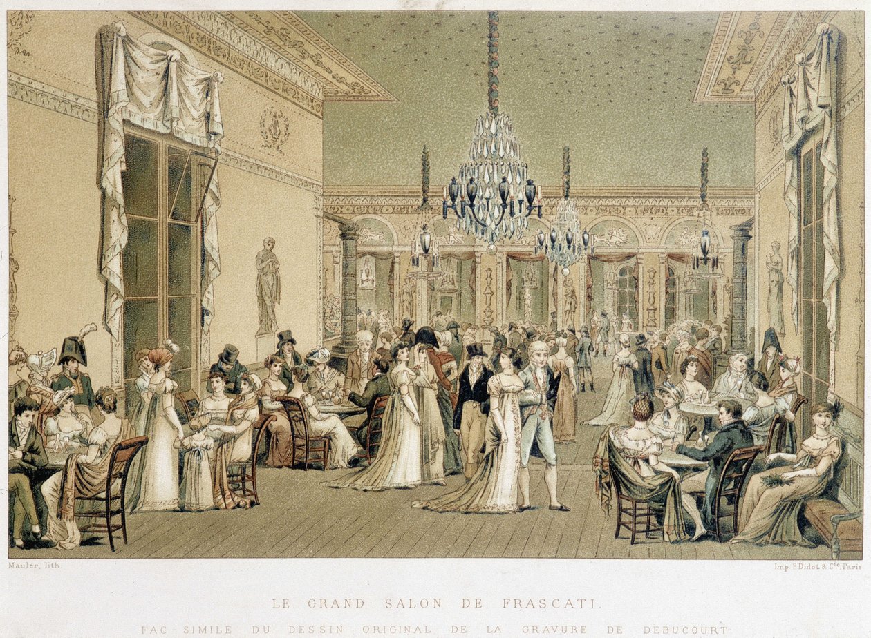 The Grand Salon du cafe Frascati in Paris. Lithograph by Philibert-Louis Debucourt by Philibert Louis Debucourt