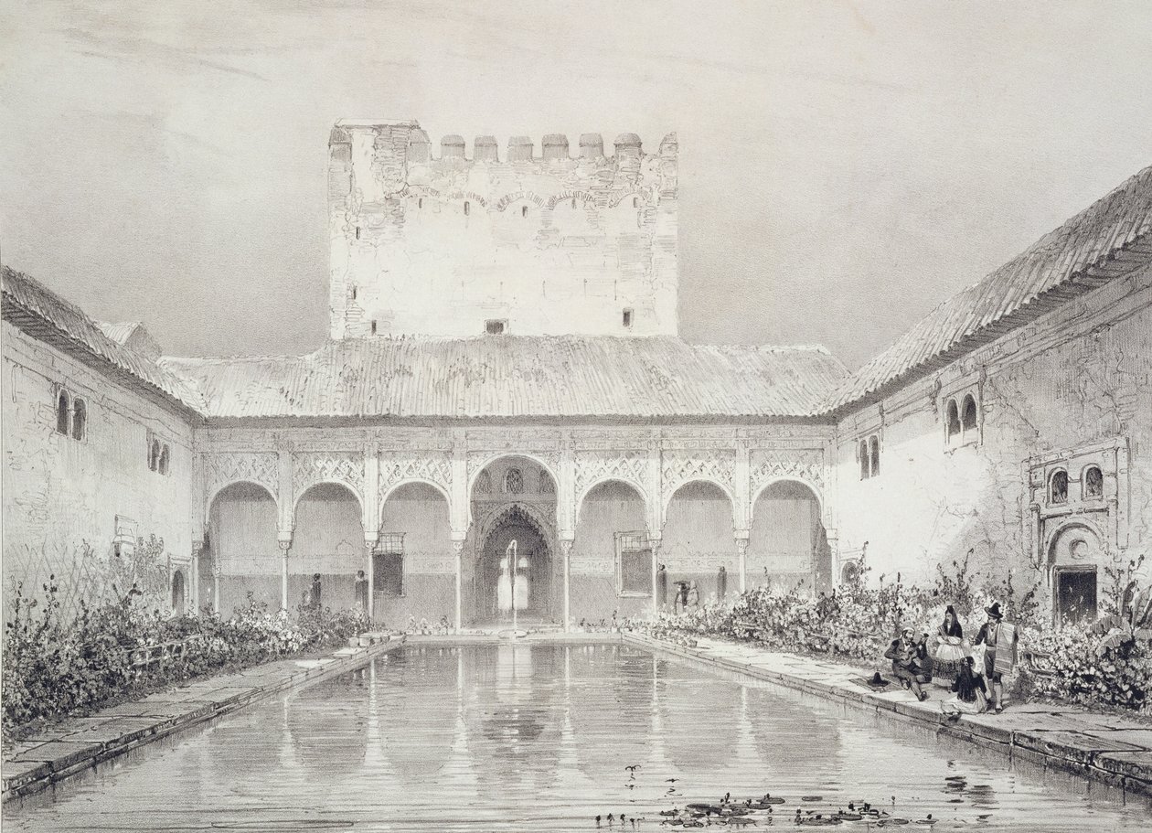 Pool and Fountain in the Courtyard of the Alberca, Alhambra, Plate 21 from 