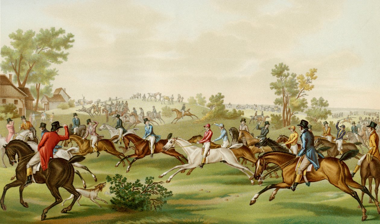 Horse Race - Coloured Engraving by Debucourt by Philibert Louis Debucourt