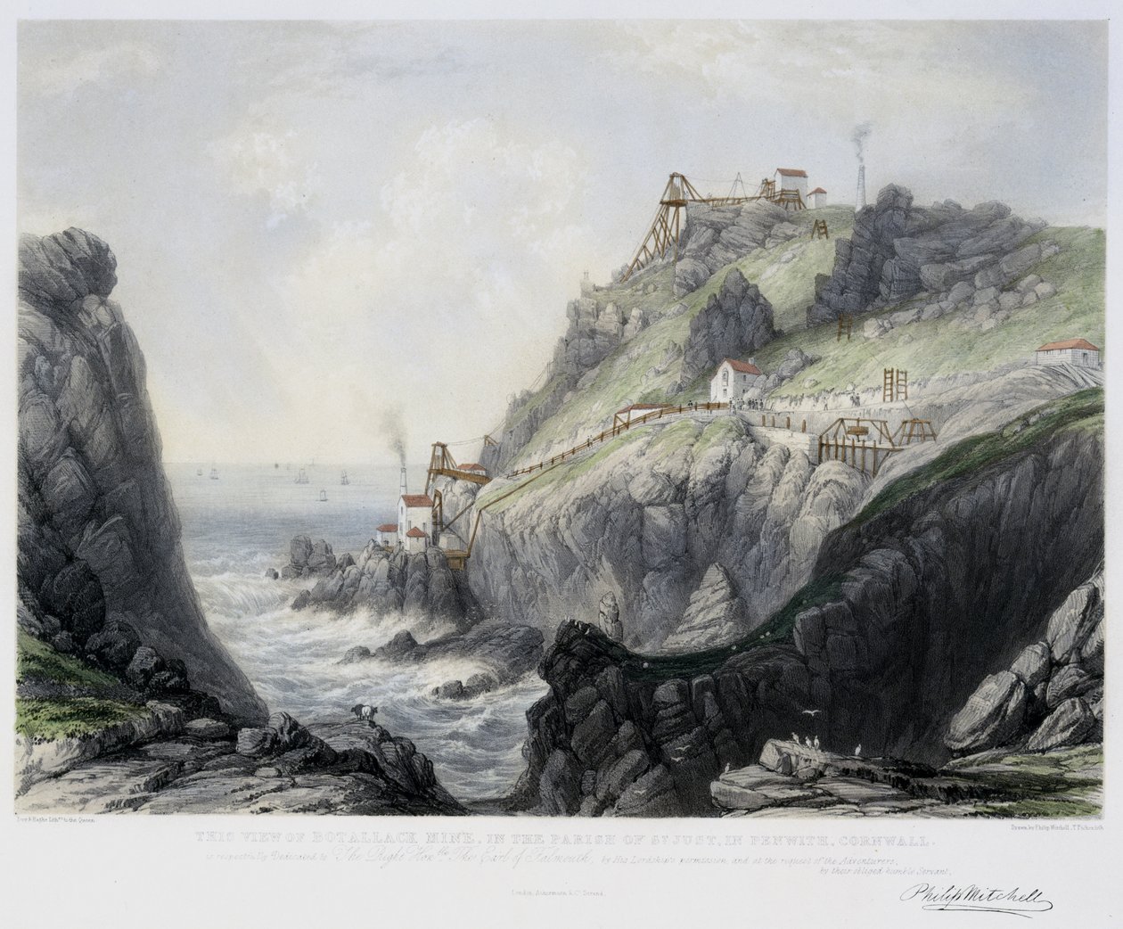 The View of Botallack Mine, in the Parish of St. Just in Penwith, Cornwall, engraved by Thomas Picken by Philip after Mitchell