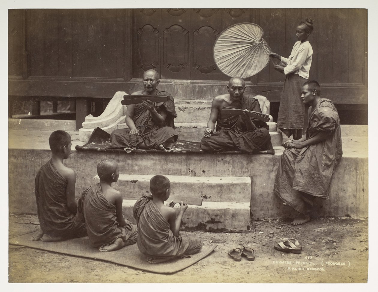 Burmese priests (Poongees), from Views of Burma by Philip Adolphe Klier