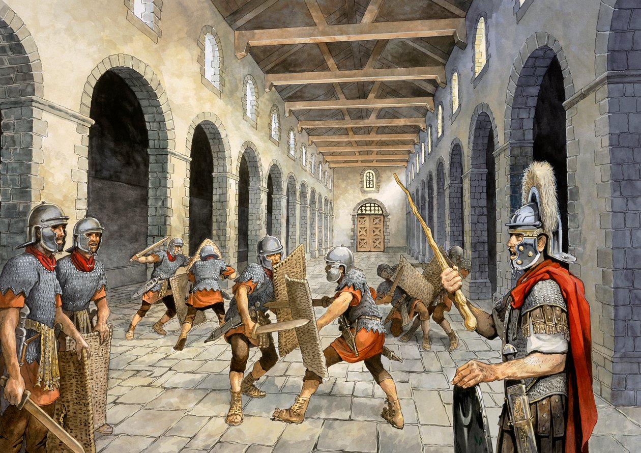 Roman Infantry Practising Combat by Philip Corke
