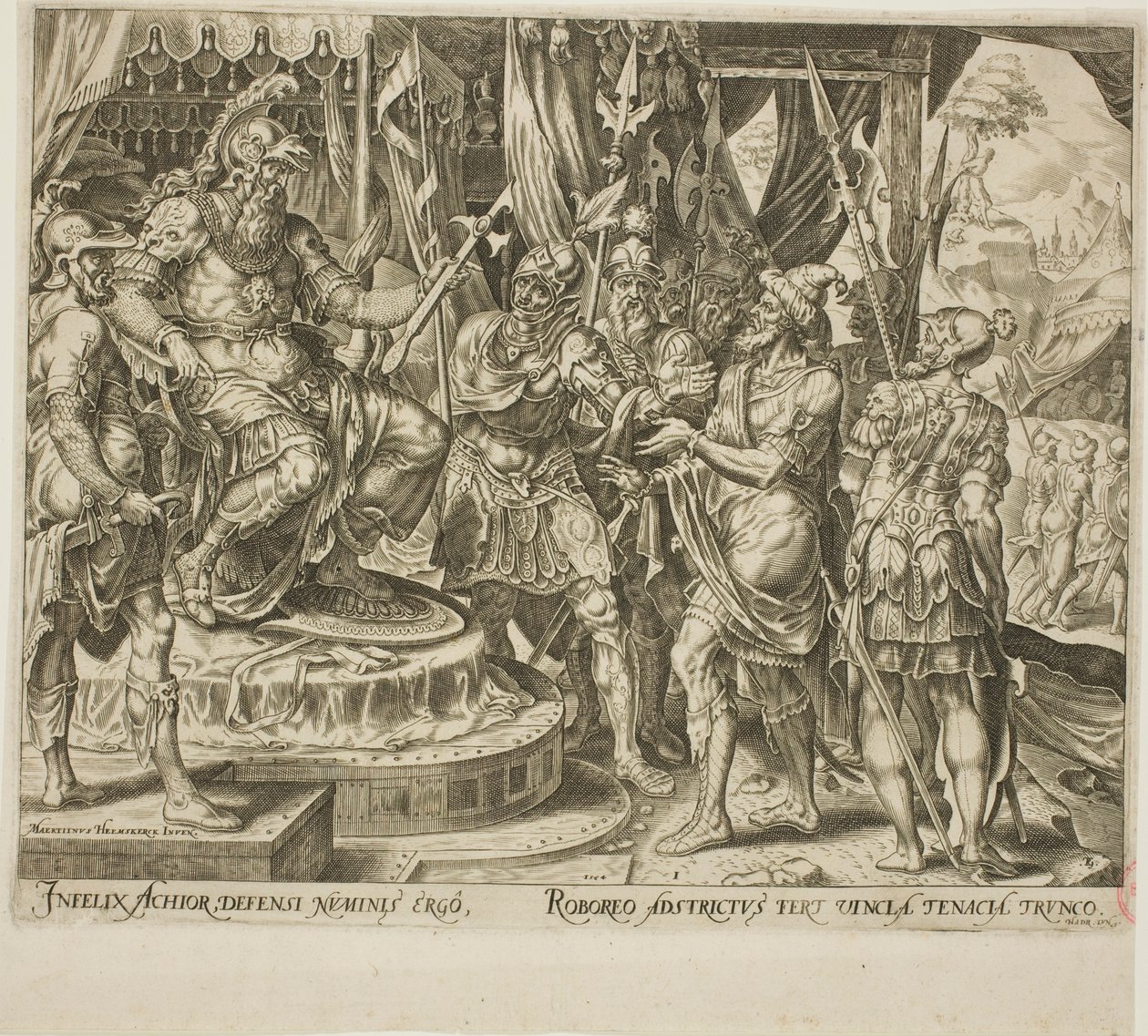 Achior Pleading with Holofernes for the Israelites, Plate One from The Story of Judith and Holofernes by Philip Galle
