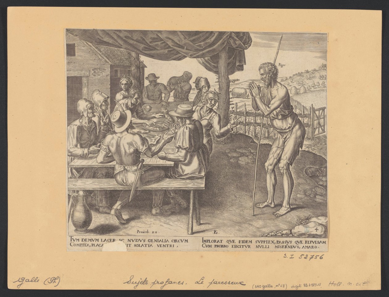The Idler Chased Away from The Table of Those Who Have Worked by Philip Galle