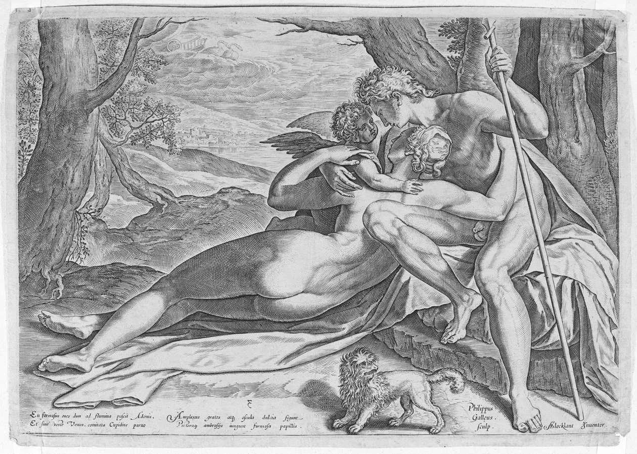 Venus and Adonis, from the series The Story of Adonis, ca. 1579 by Philip Galle