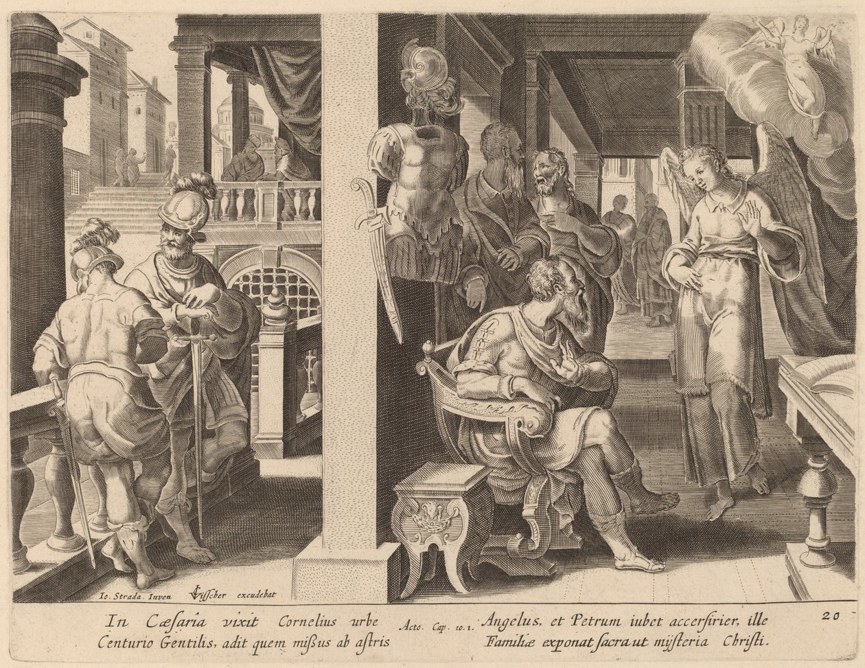 The Angel Commands Cornelius to Fetch Saint Peter by Philip Galle after Jan van der Straet