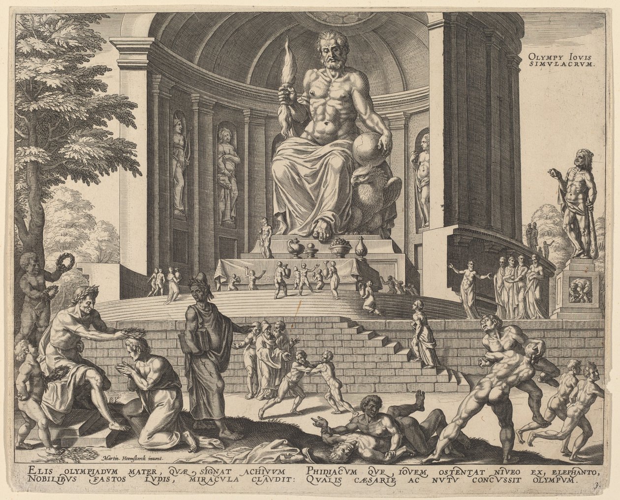 Olympy Iovis Simulacrum (The Statue of Jupiter at Olympia) by Philip Galle, after Maerten van Heemskerck