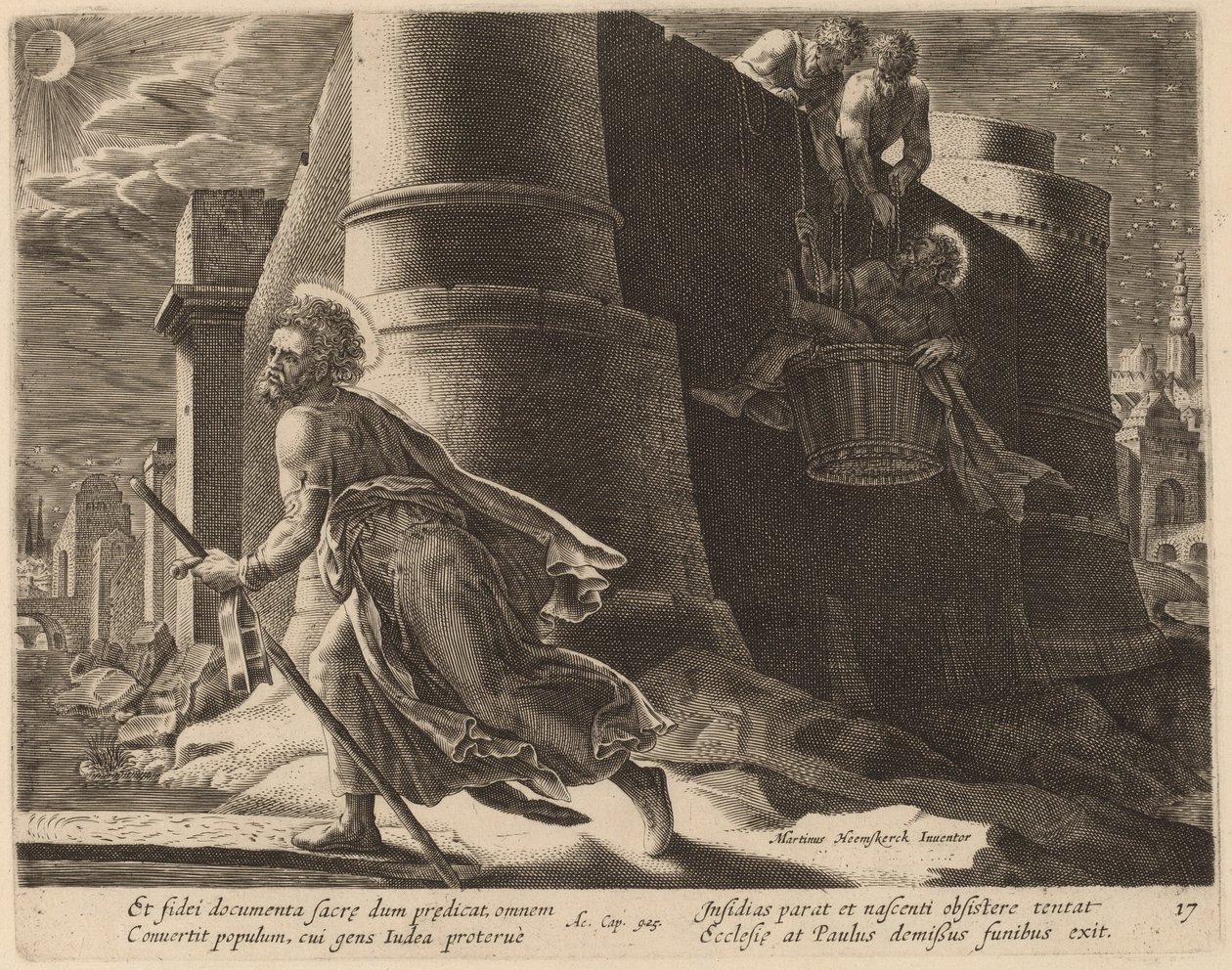 Saint Paul Escapes from Damascus by Philip Galle after Maerten van Heemskerck