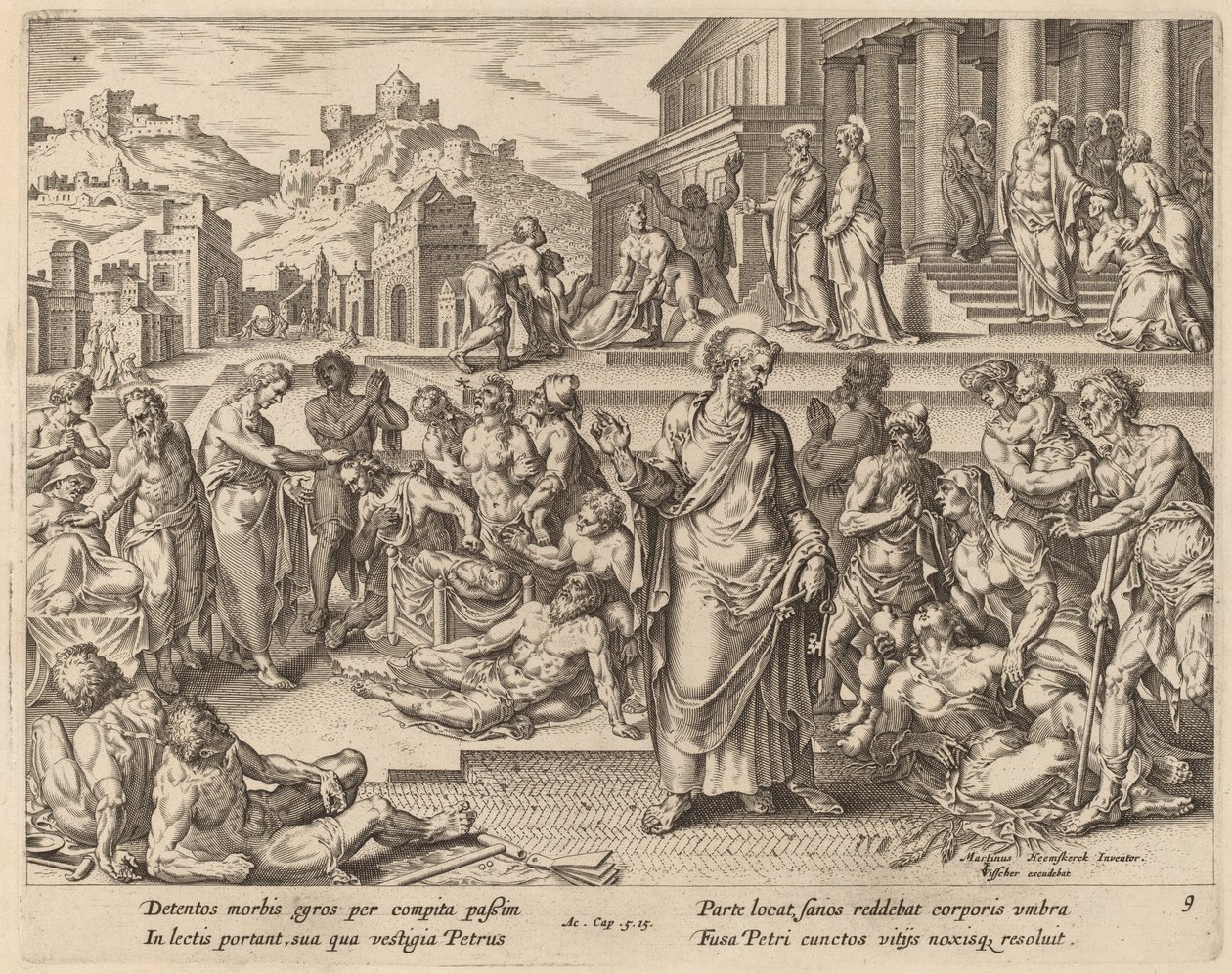 Saint Peter Healing the Sick with His Shadow by Philip Galle after Maerten van Heemskerck
