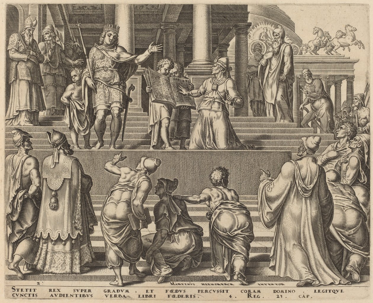 The Book of the Law Read before the People by Philip Galle, after Maerten van Heemskerck