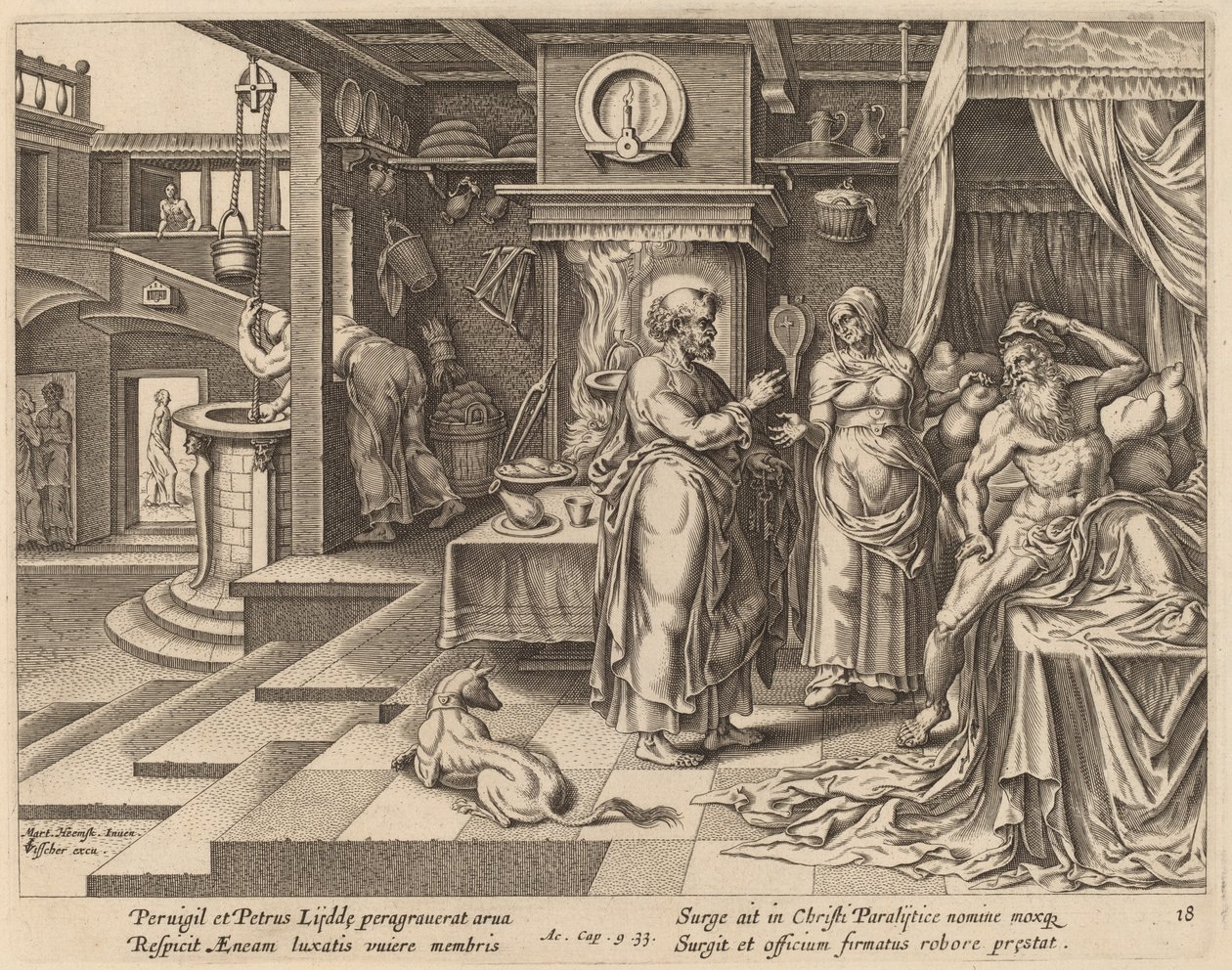 The Healing of Eneas by Saint Peter by Philip Galle after Maerten van Heemskerck