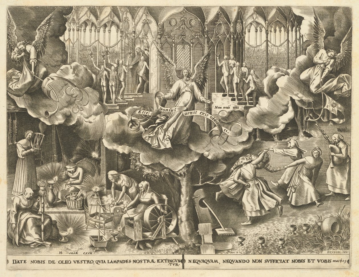 The Parable of the Wise and Foolish Virgins by Philip Galle, after Pieter Bruegel the Elder