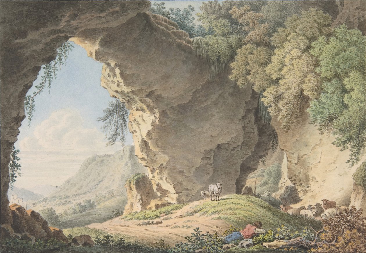 Rocky Landscape with Sleeping Shepherd, 1817 by Philip Heinrich Dunker
