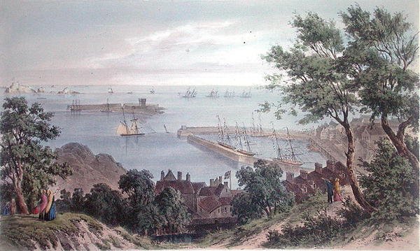 The Royal Squadron at Anchor, 2nd September 1846, from the Visit of Queen Victoria in Jersey, engraved by H. Walter by Philip John (after) Ouless