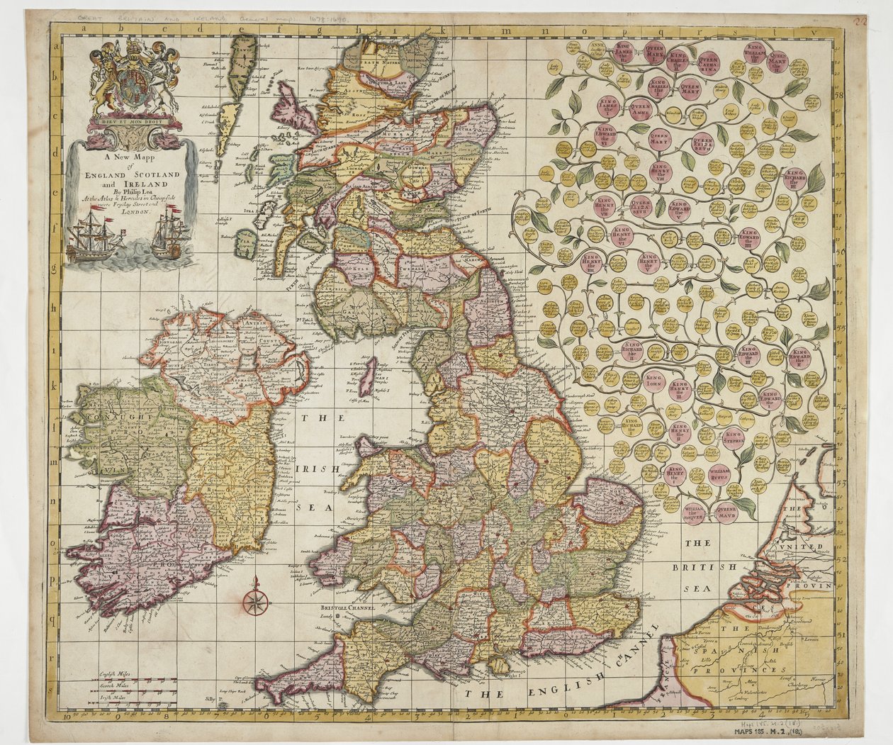 A New Map of England Scotland and Ireland, c.1690 by Philip Lea