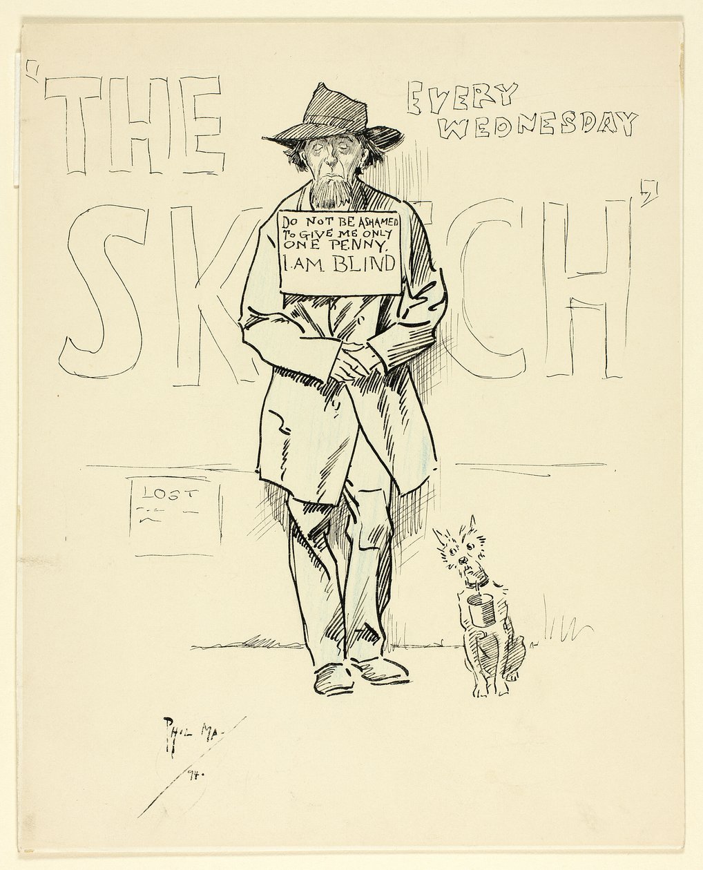 Blind Beggar and Dog by Philip William May