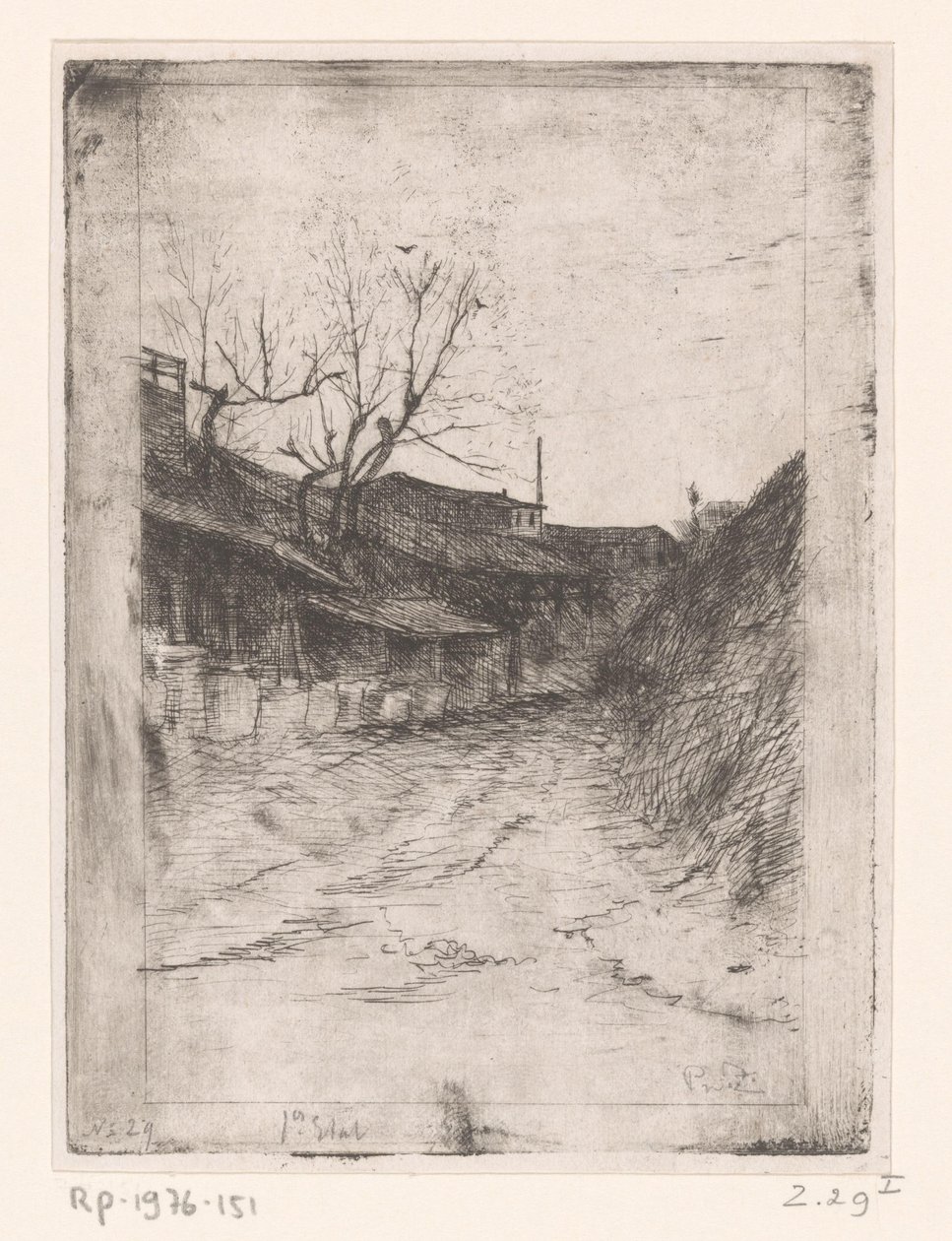 Road Along Buildings and Trees by Philip Zilcken