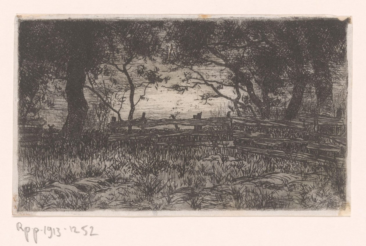 Meadow with Fence and Trees by Philip Zilcken