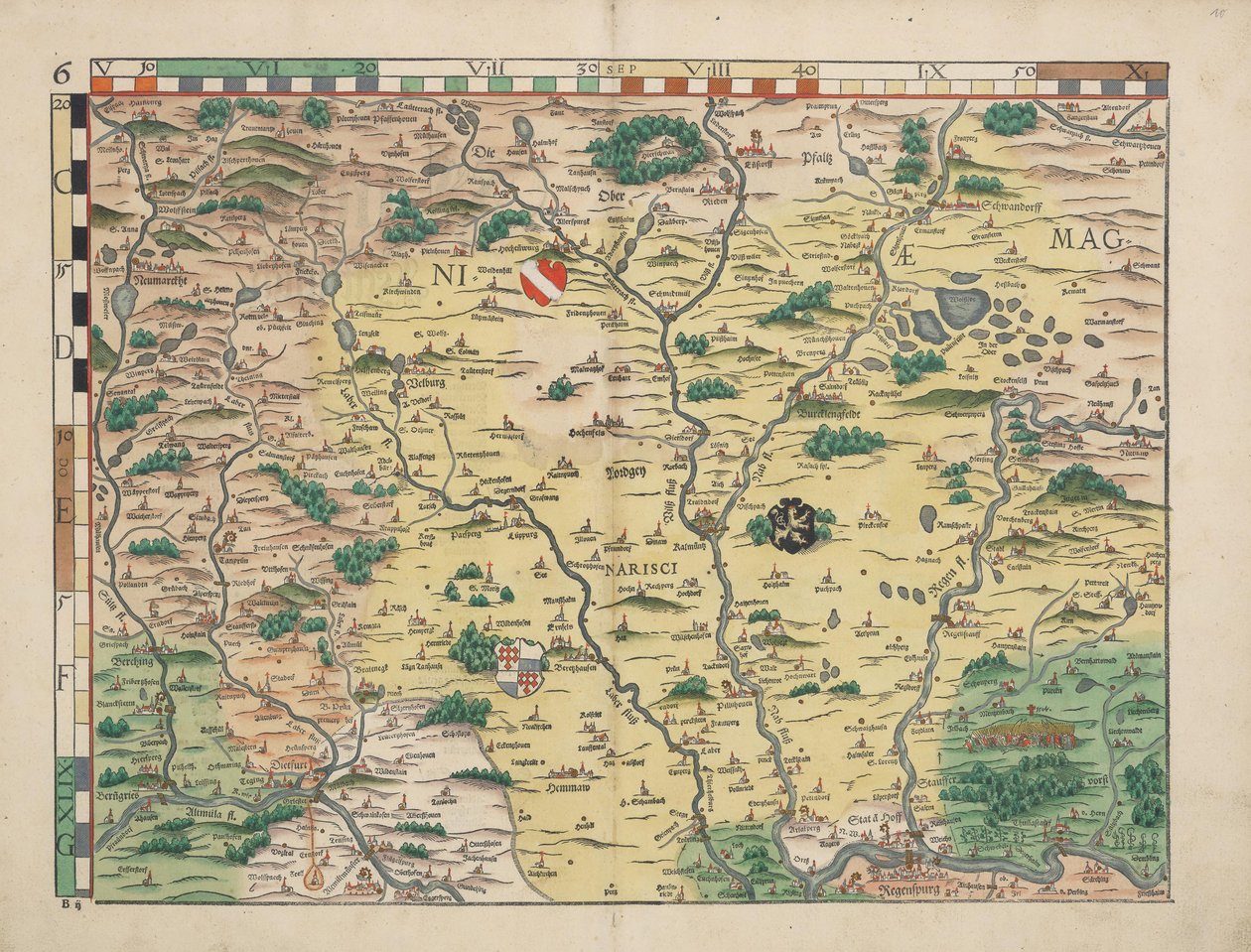 Bavarian Land Tables of 1568 (Table 6) by Philipp Apian