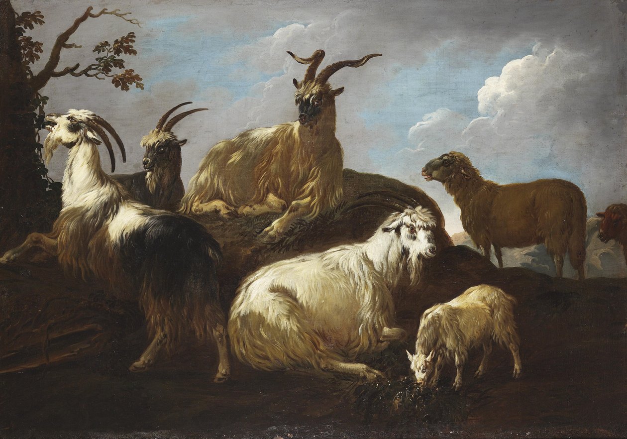 Goats and Sheep in a Landscape by Philipp Peter Roos