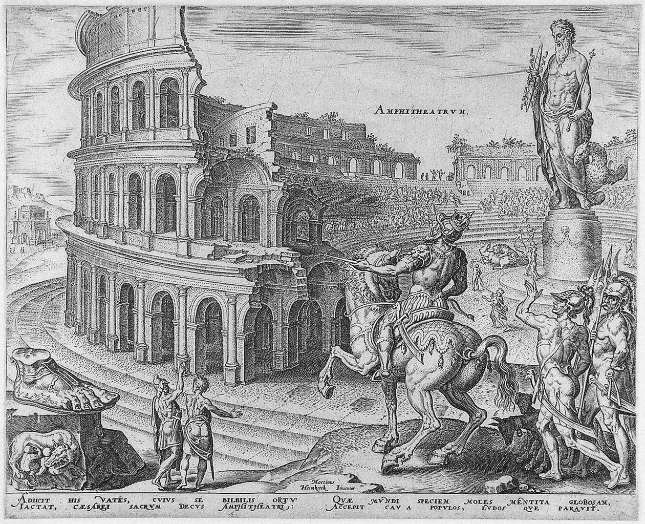 The Colosseum at Rome from the series The Eighth Wonders of the World After Maarten van Heemskerck, 1572 by Philipp Galle