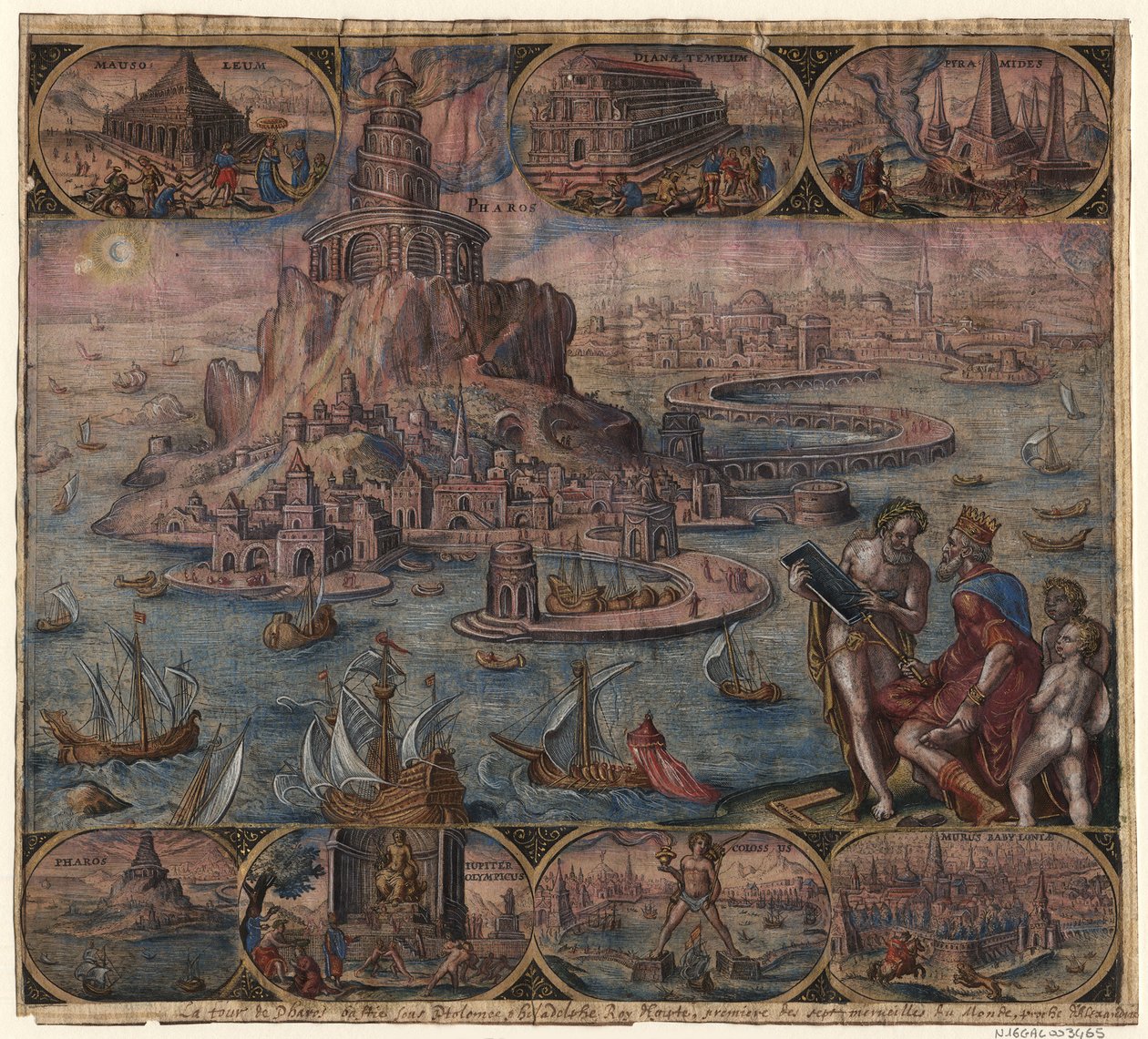 The Lighthouse at Alexandria from the series The Eighth Wonders of the World After Maarten van Heemskerck, 1572 by Philipp Galle