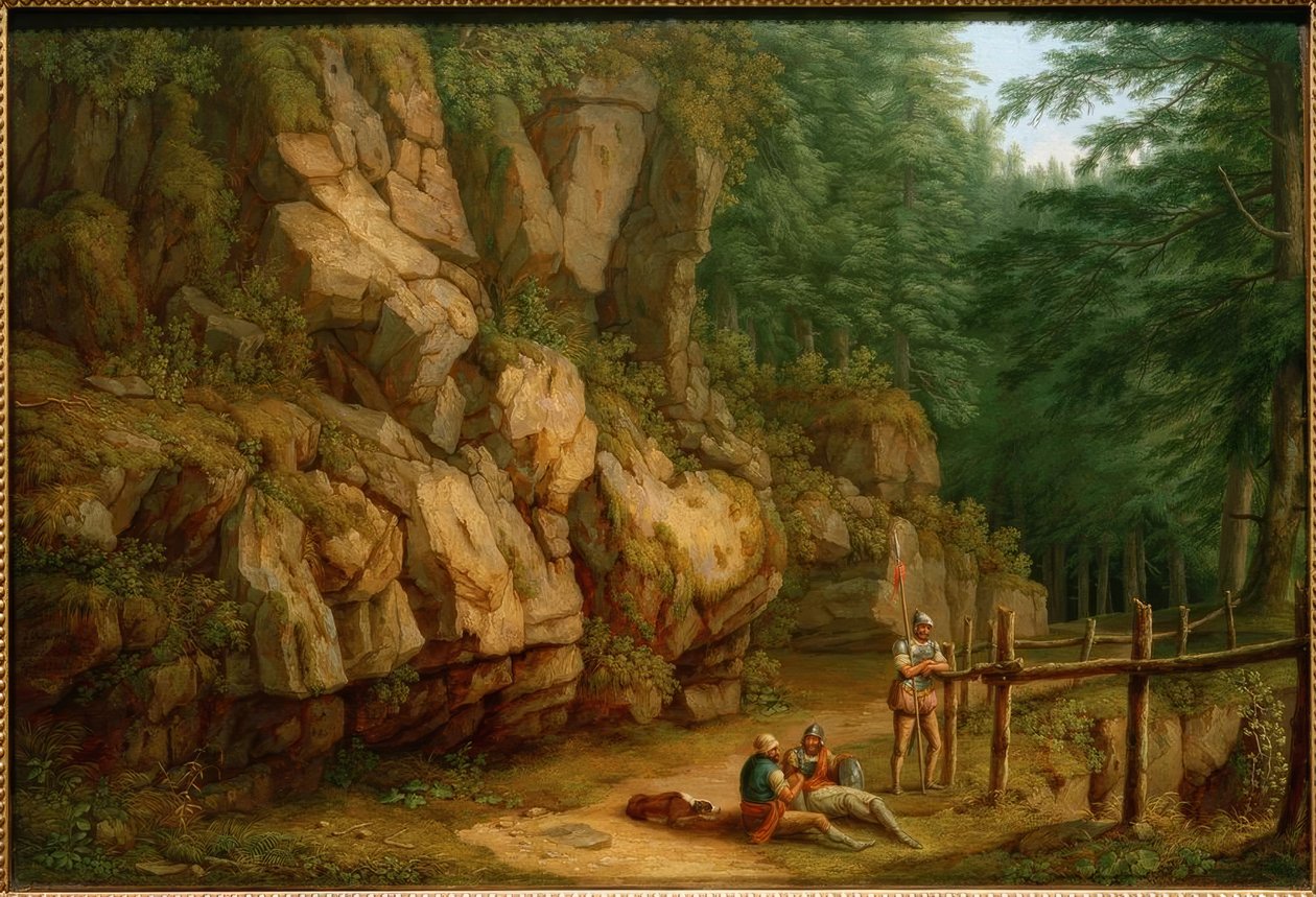 Rocky Landscape with Soldiers (Masso del Diavolo) by Philipp Hackert