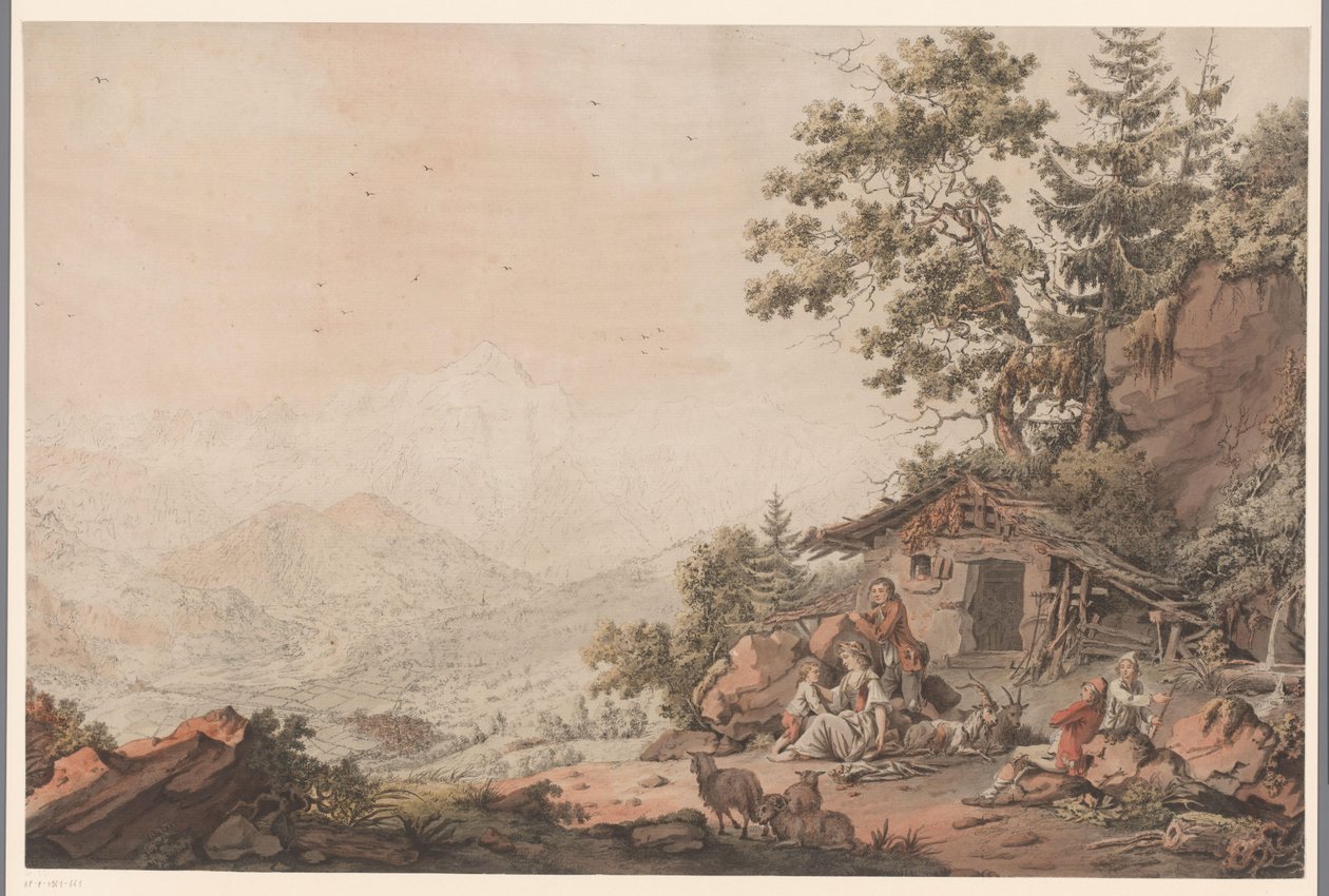 Family by a House in the Mountains by Philipp Jacques Loutherbourg (I) (attributed to)