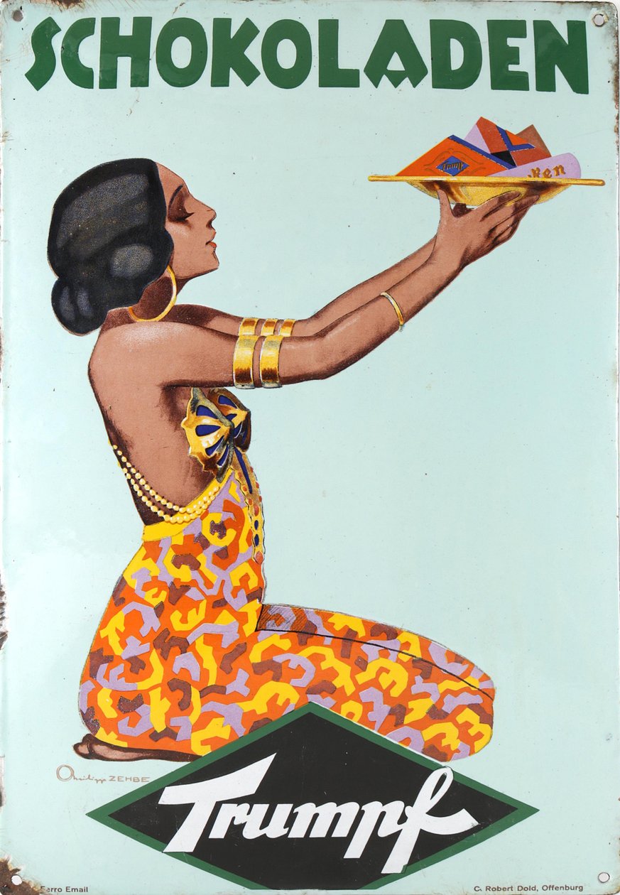Trumpf Chocolates Sign board, 1920s by Philipp Zehbe