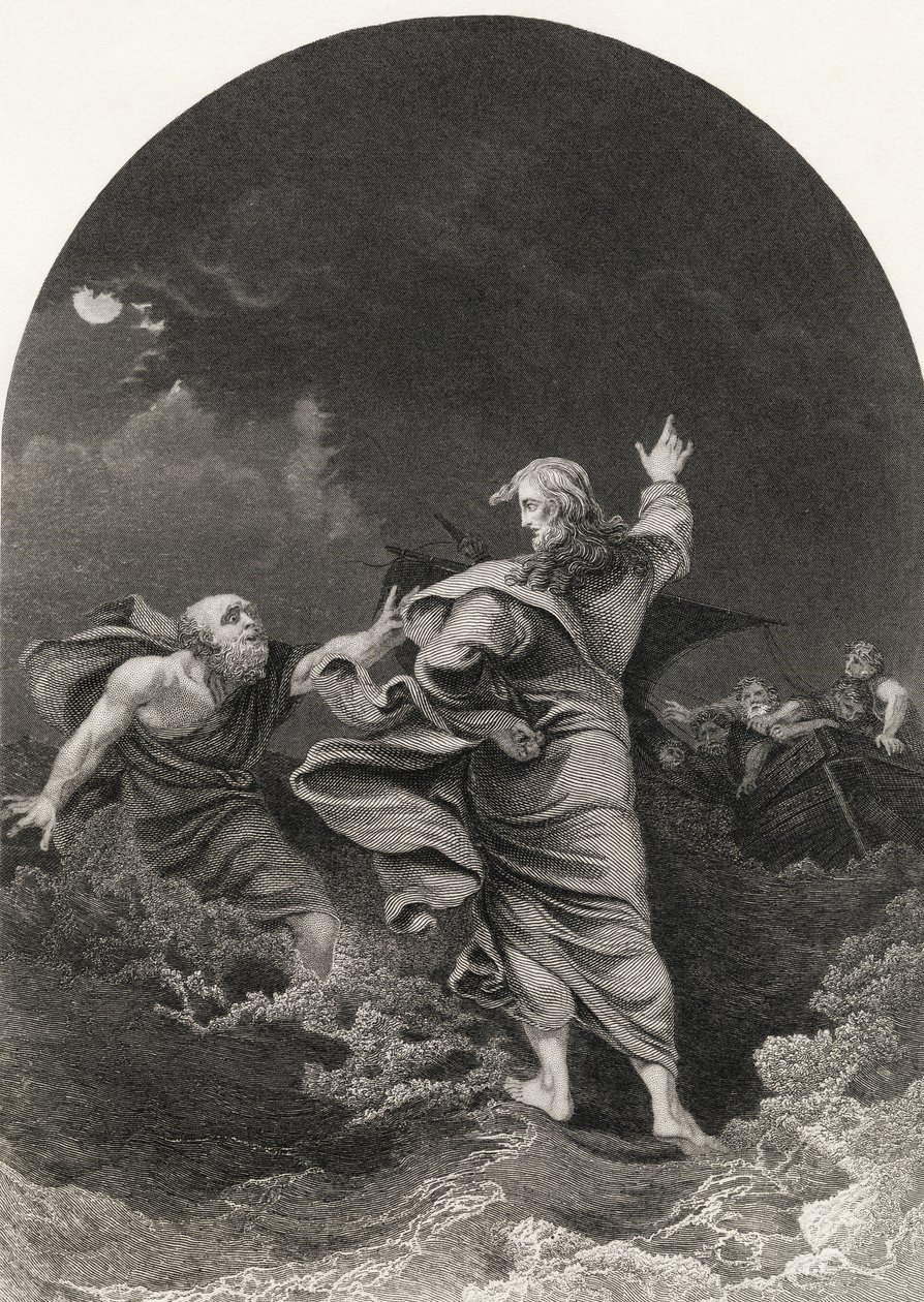 Christ walking on the sea, engraved by S. Allen, from 