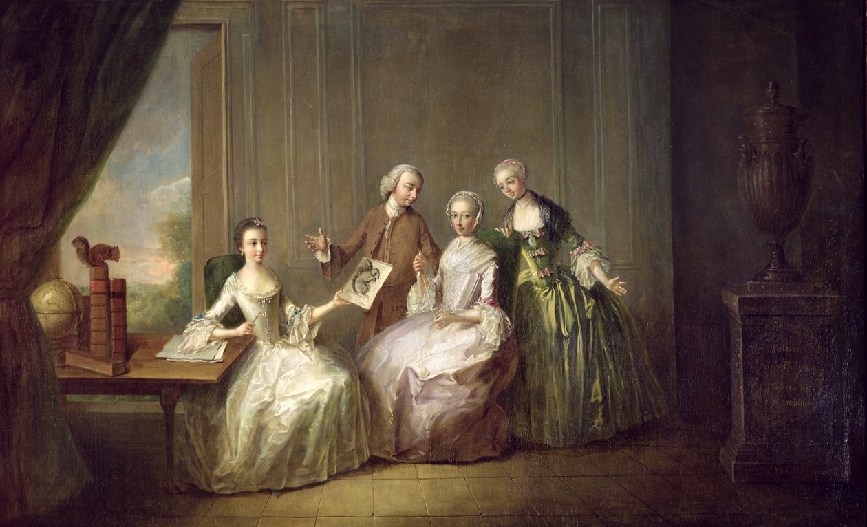 Family in an Interior with Squirrels, possibly the Burton Family from Eltham, Kent, 1755-60 by Philippe Mercier