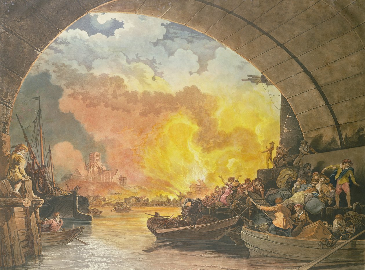 The Great Fire of London, 1799, engraved by J.C. Stadler by Philippe Jacques de Loutherbourg