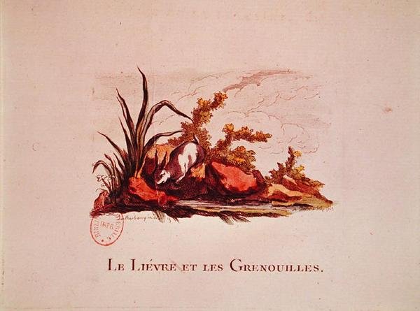 The Hare and the Frogs, Illustration from the Fables by Jean de la Fontaine (1621-95) 1823 by Philippe de after Loutherbourg