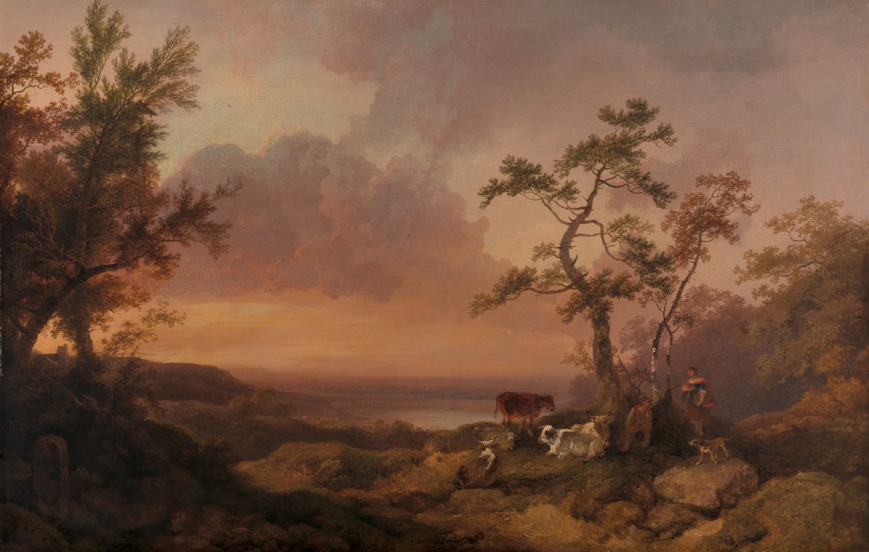 Landscape with Cattle and Peasant by Philippe-Jacques de Loutherbourg