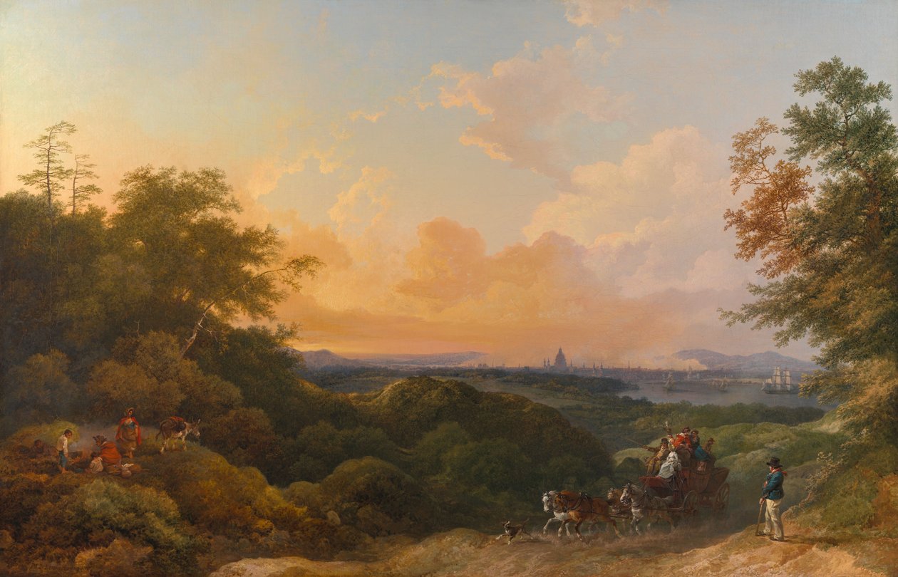 The Evening Coach, London in the Distance by Philippe-Jacques de Loutherbourg