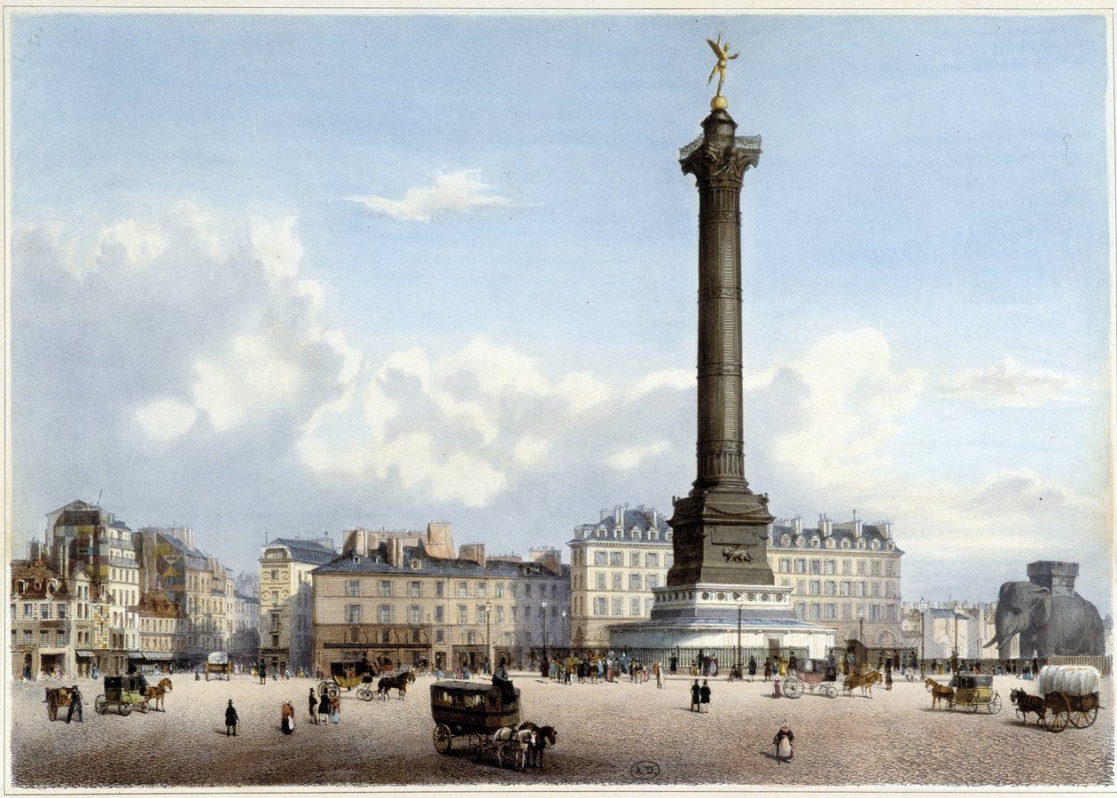 Column of July at the Bastille - in “Promenade dans Paris et ses environs”, designed by Jacottet and Benoist, c. 1840 by Philippe Benoist