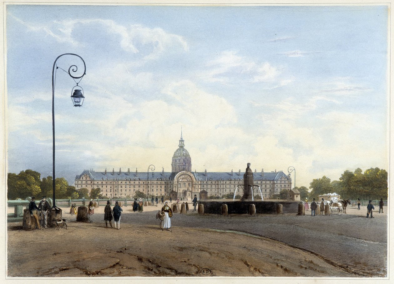 The Hôtel des Invalides seen from the Champ de Mars - in Promenade dans Paris et ses environs, by Jacottet and Benoist, ed. Gihaut by Philippe Benoist