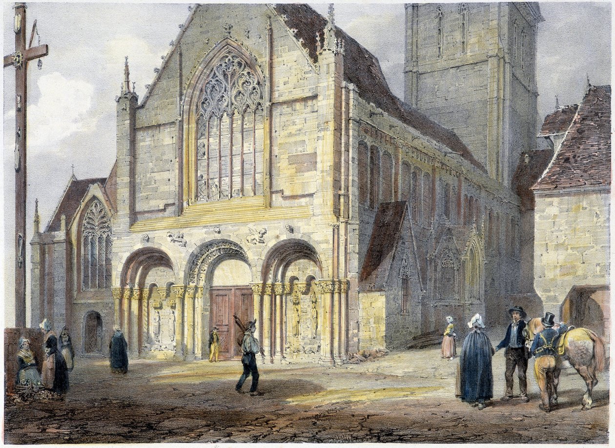 The Church of St Savior of Dinan - Lithography of Benoist and Jacottet by Philippe Benoist