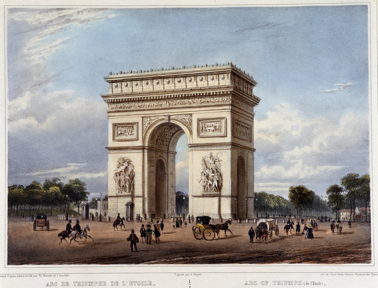 The Arc de Triomphe - in Promenade dans Paris et ses environs, designed by Jacottet and Benoist, c. 1840 by Philippe Benoist