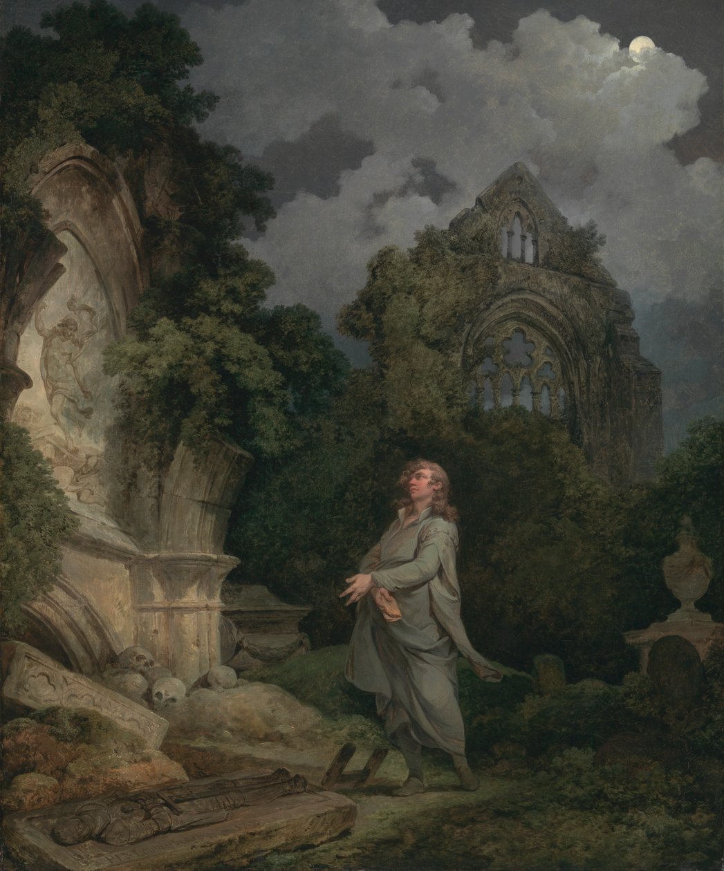 A Philosopher in a Moonlit Churchyard by Philippe Jacques de Loutherbourg
