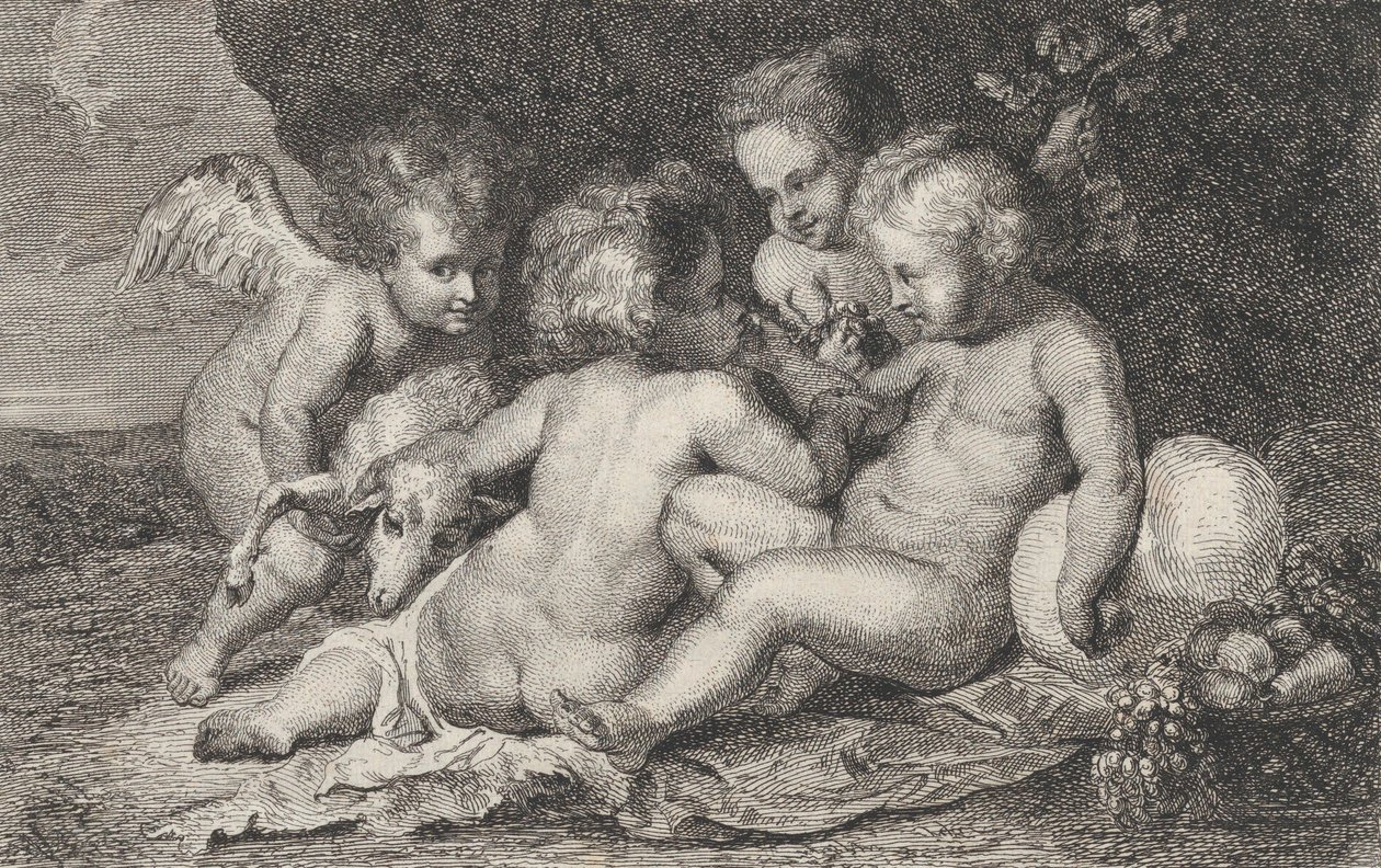 A Group of Three Children and a Putto with Fruit and a Lamb, ca. 1760-1801 by Philippe Lambert Joseph Spruyt