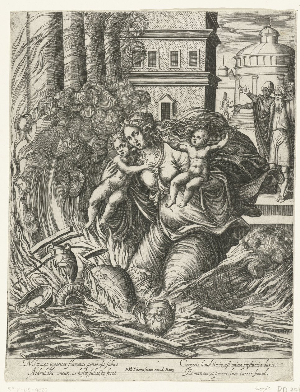 The Wife of Hasdrubal Throws Herself into the Burning Temple by Philippe Thomassin (possibly)