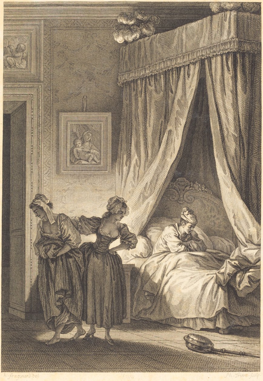 The Wager of the Three Gossips: The Servant by Philippe Triere and Antoine Jean Duclos after Jean Honoré Fragonard