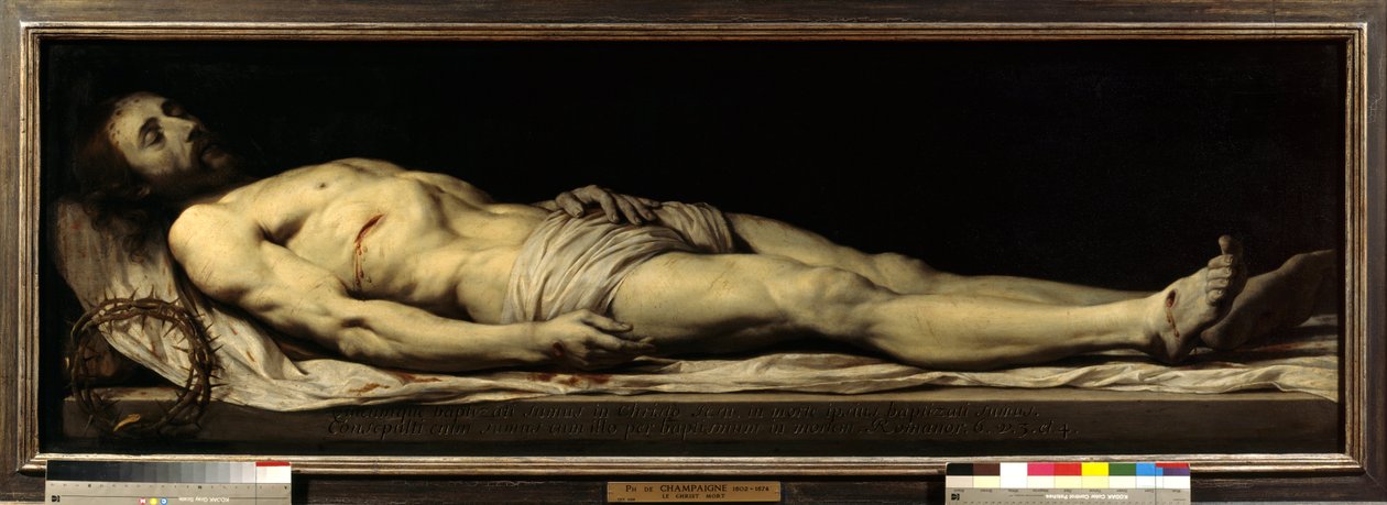 The Dead Christ Laying on His Shroud. Painting by Philippe de Champaigne (1602-1674) 17th Century. Paris, Musee du Louvre by Philippe de Champaigne