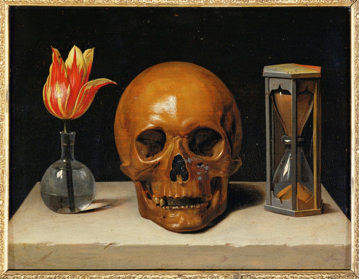 Vanitas, Allegory of Fleeting Time with Skull and Hourglass by Philippe de Champaigne