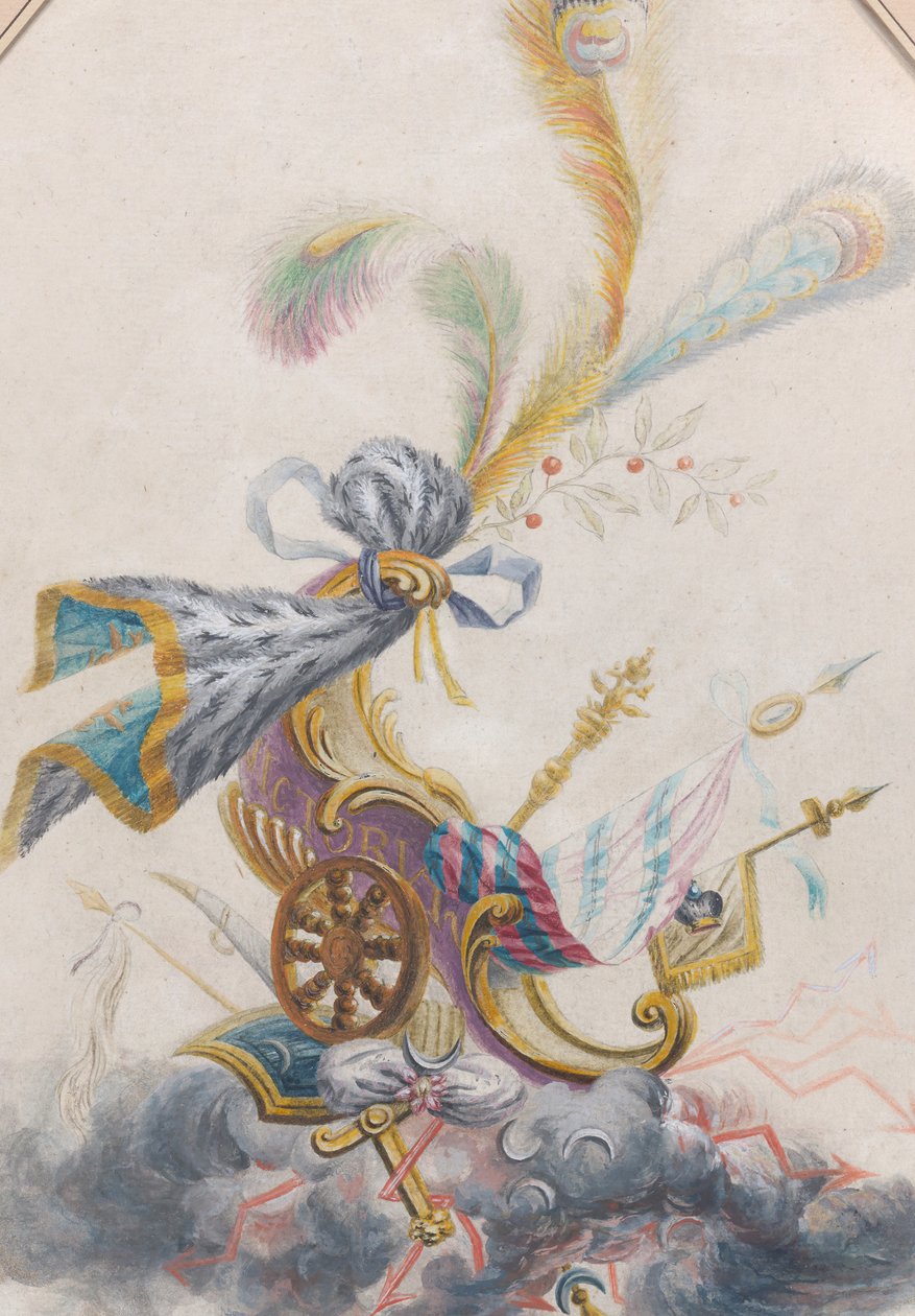 Design for a Lampas Silk with a Triumphal Chariot on a Cloud by Philippe de Lasalle