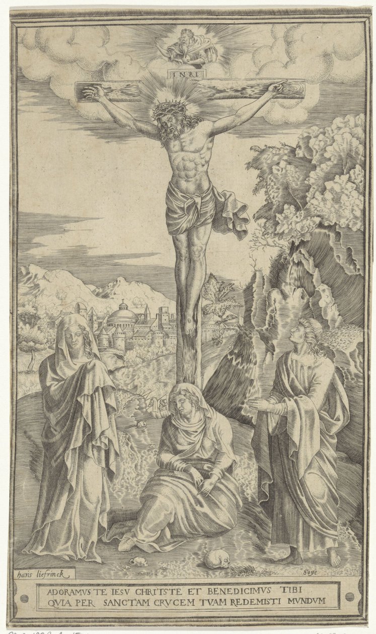Christ on the Cross Flanked by Mary and John by Philippe de Soye