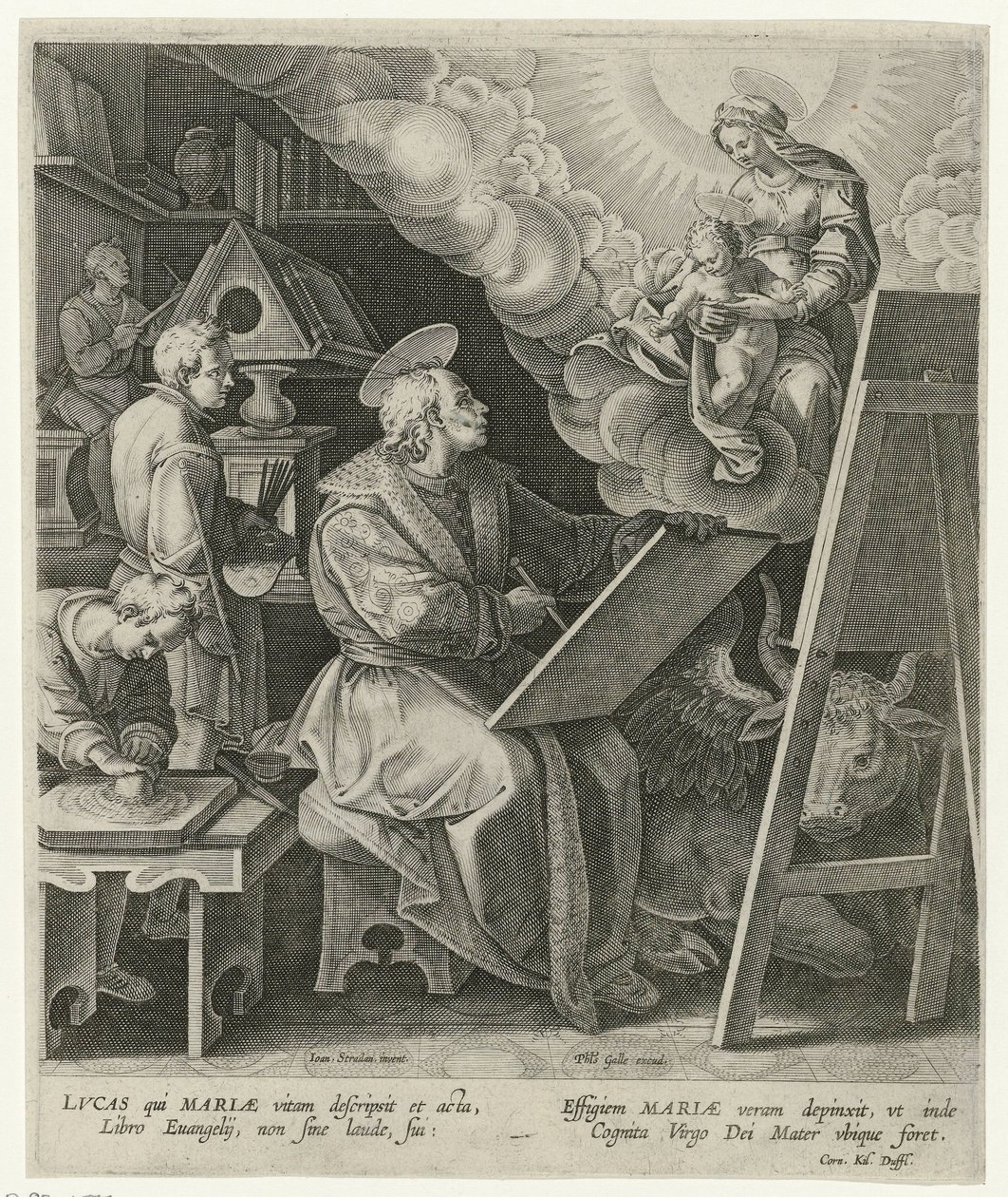 Saint Luke Painting the Virgin and Child by Philips Galle (attributed to workshop of)