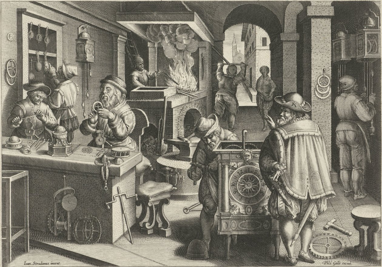 Clockmakers (series title) by Philips Galle (attributed to workshop of)