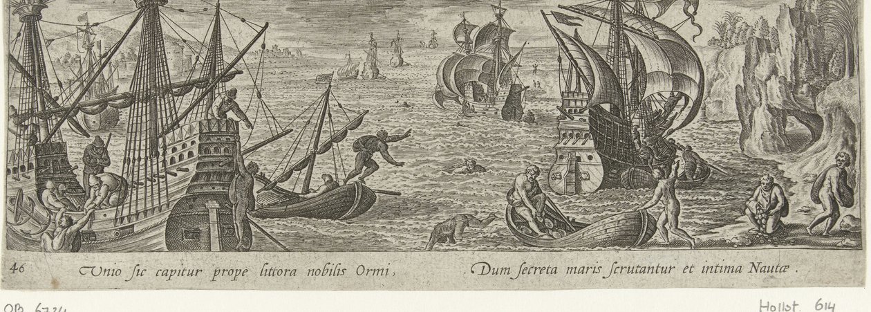 Oyster Fishing Hunting and Fishing (series title) by Philips Galle (attributed to workshop of)